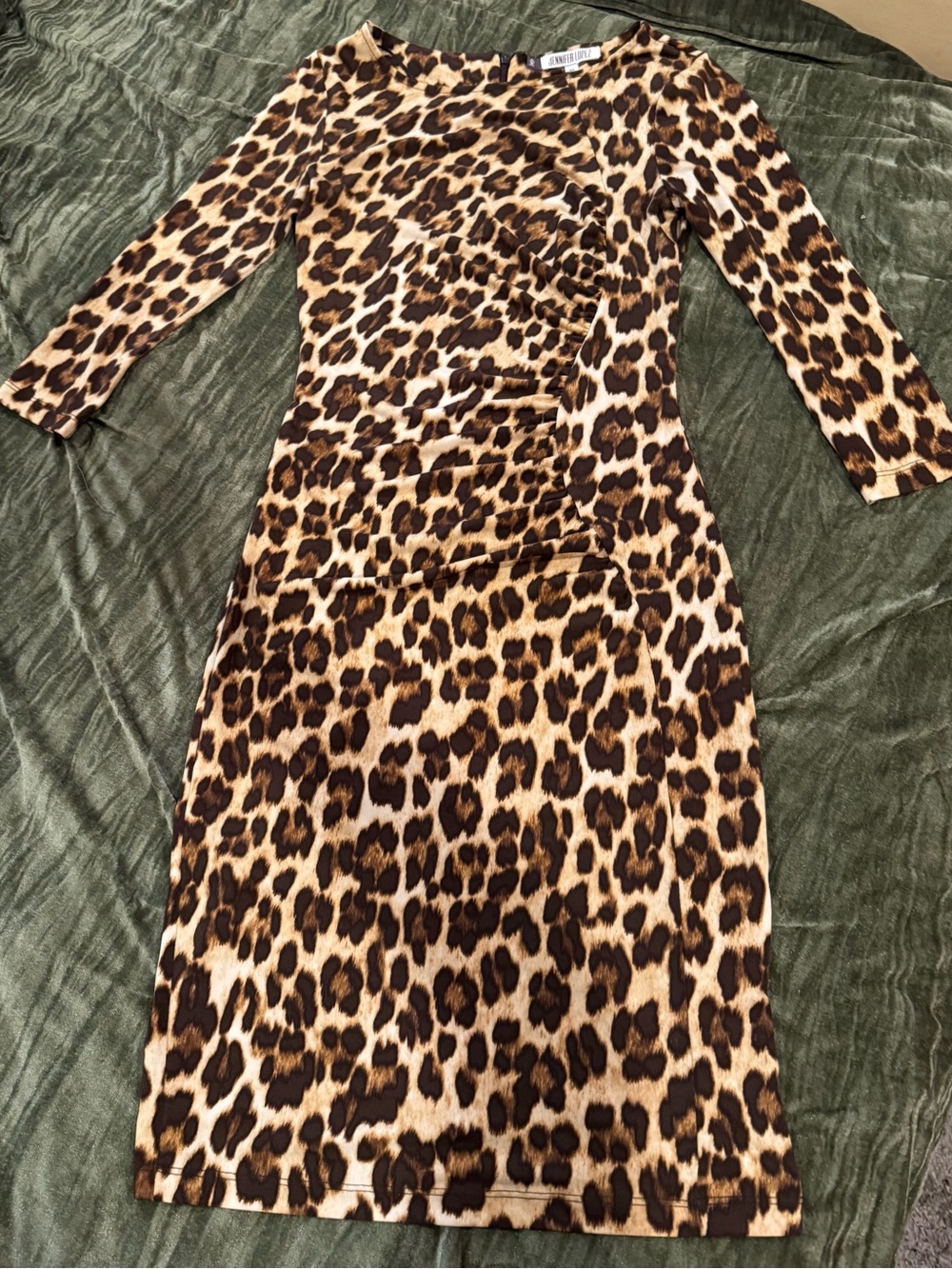Jennifer Lopez Leopard-Print Midi Dress in Brown & Tan